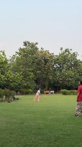 Group plays badminton in Delhi park