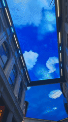Manchester indoor mall features artificial sky ceiling display