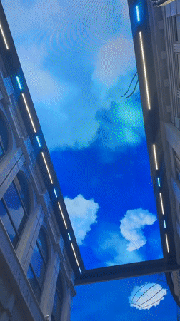Manchester indoor mall features artificial sky ceiling display