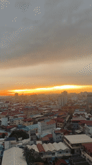 Sunset aerials and construction activity over Khan Mean Chey