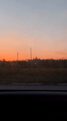 Sunset filmed from vehicle in Старое Мартьяново, Russia