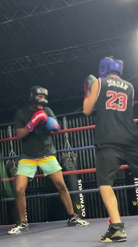 Sparring session at a boxing gym in Arica, Chile