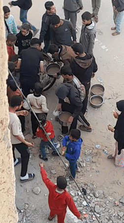Food distribution gathering observed in al-Maghazi, Palestinian Territory