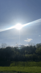 Vapor trail observed above tree line in Saugerties