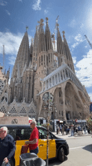 Sunny morning view of Sagrada Familia captured in Barcelona