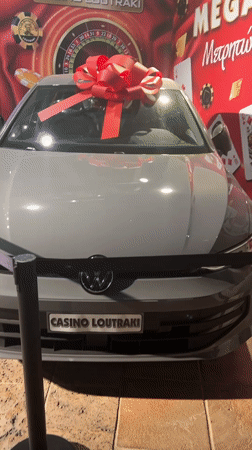 Prize car on display outside Casino Loutraki, Greece