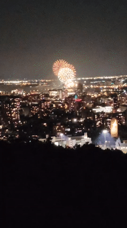 Montreal fireworks light up the night sky from multiple angles