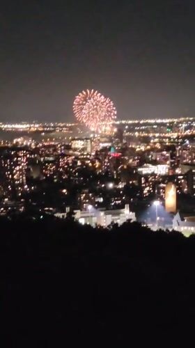Montreal fireworks light up the night sky from multiple angles