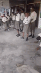 Students gather for morning exercises at Nigerian vocational academy