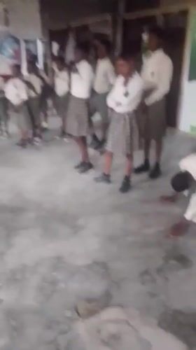 Students gather for morning exercises at Nigerian vocational academy