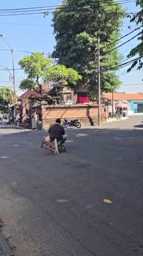 Active construction site and street scene in central Denpasar