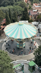 Tibidabo amusement park operations captured from multiple aerial perspectives