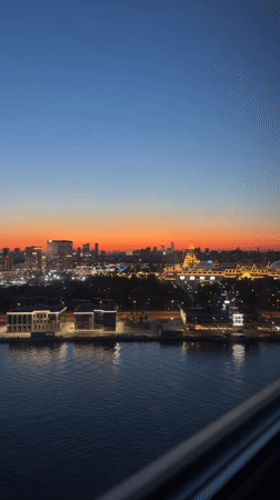 Moscow evening: sunset, Brazil vs. Japan on TV, cat on couch