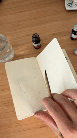 Ink sketching and art supplies laid out in Bat Yam