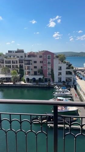 Morning marina view captured from balcony in Tivat, Montenegro
