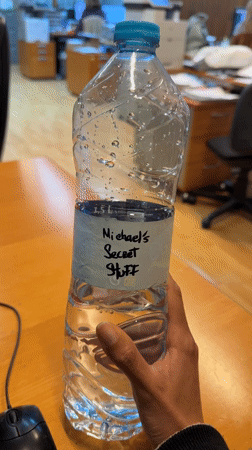 Barcelona produce warehouse visit features mystery 'Michael's Secret Stuff' bottle