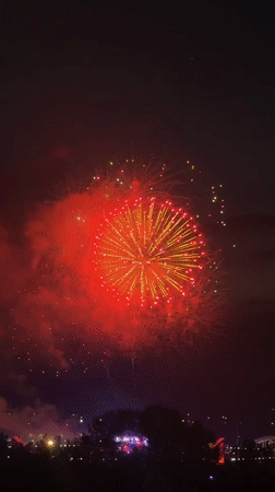 Nighttime fireworks display lights up Kemerovo sky