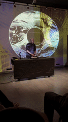 Masked DJ performs electronic set with visuals in Saint Petersburg