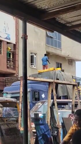 Morning street life and goods movement in Maiburiji, Nigeria