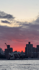 Dramatic sunset paints NYC skyline in vibrant colors