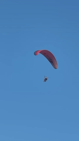 Paragliders and leisure activity on a sunny Boreti afternoon
