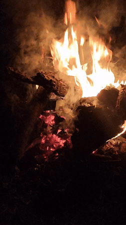 Rural scenes documented in Lạc Dương including bonfire and wildlife