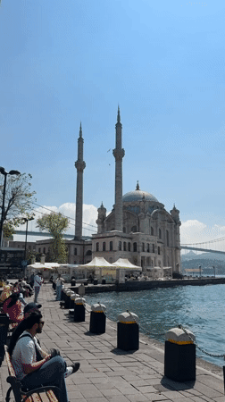 Morning scene at Istanbul's Ortaköy Mosque waterfront captured
