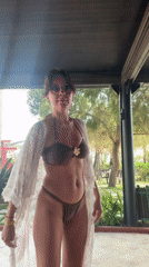Woman in decorated bikini spotted in covered area, Serik