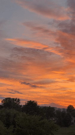 Dramatic sunset documented across Dreiliņi, Latvia residential area