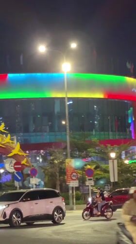 Nha Trang city center lit up on a busy night out