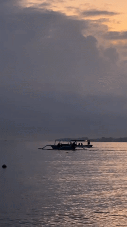 Outrigger boats at dusk on the Buleleng coast
