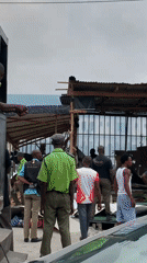 Damaged truck observed amid smoke in Lekki, Nigeria