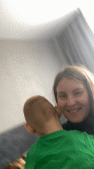 Mother and child capture selfie moment in Noviy, Russia