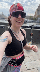 Woman records cheerful selfie video in Moscow