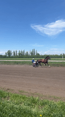 Harness race held on dirt track in Sloboda, Russia