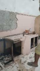 Kitchen demolition in progress in Banjarmasin