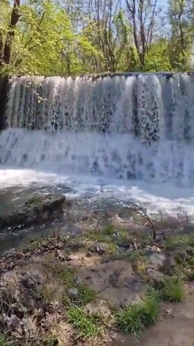 Man-made waterfall documented in Bulgarian woodland setting