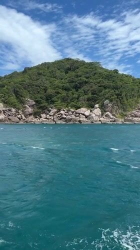 Scenic coastal waters photographed from boat near Ko Tao, Thailand