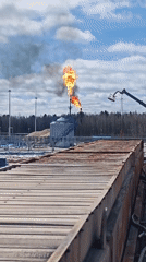 Industrial facility with flaming smokestacks observed in Russia