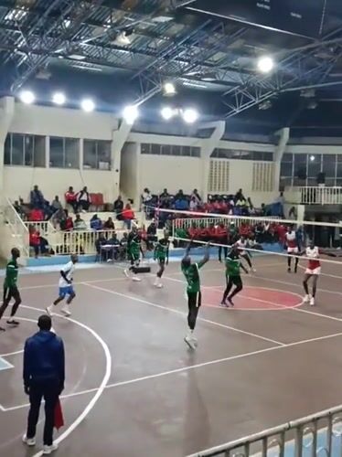 Indoor volleyball match played in Nairobi gymnasium