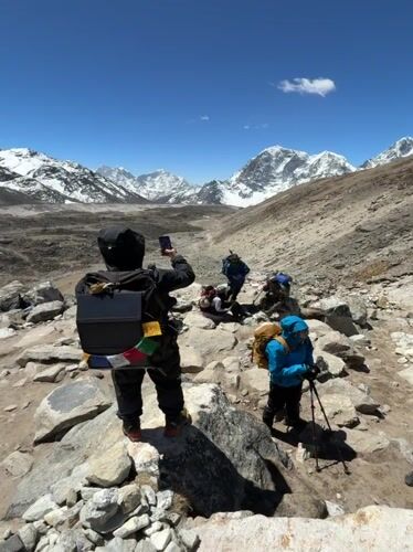 Trekkers navigate Himalayan trails near Everest Base Camp