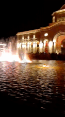 Yerevan's illuminated fountain lights up a summer evening