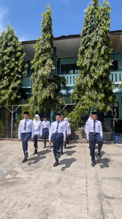 School day scenes at a Lhokseumawe campus, uniforms and all.