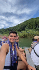 Wooden boat ride through Kameoka's scenic river valley