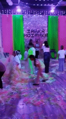 Children's party features colorful confetti play in Donskoye, Russia