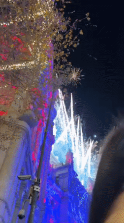 Fireworks and parade celebrate evening festivities in Madrid