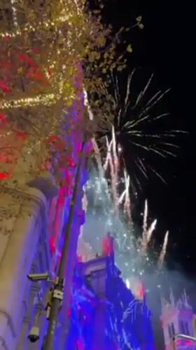 Fireworks and parade celebrate evening festivities in Madrid