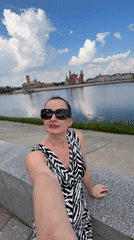 Afternoon waterfront scenes around Yoshkar-Ola's historic clock tower district