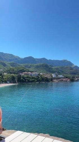 Morning coffee overlooking Adriatic Sea in Boreti, Montenegro