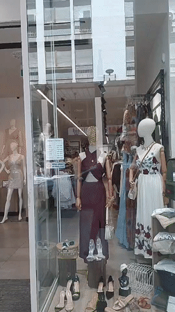 Shopping district window displays documented in Livorno, Italy